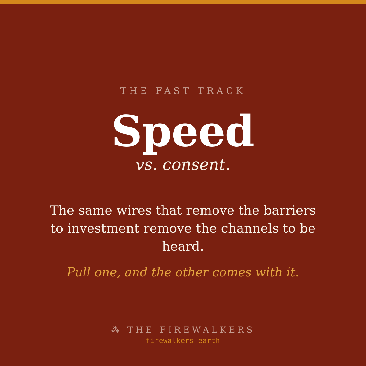 Speed versus consent — the framework currently favours speed